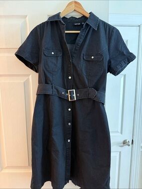 Apt. 9 Denim Short-Sleeve Button Front Belted Shirt Dress